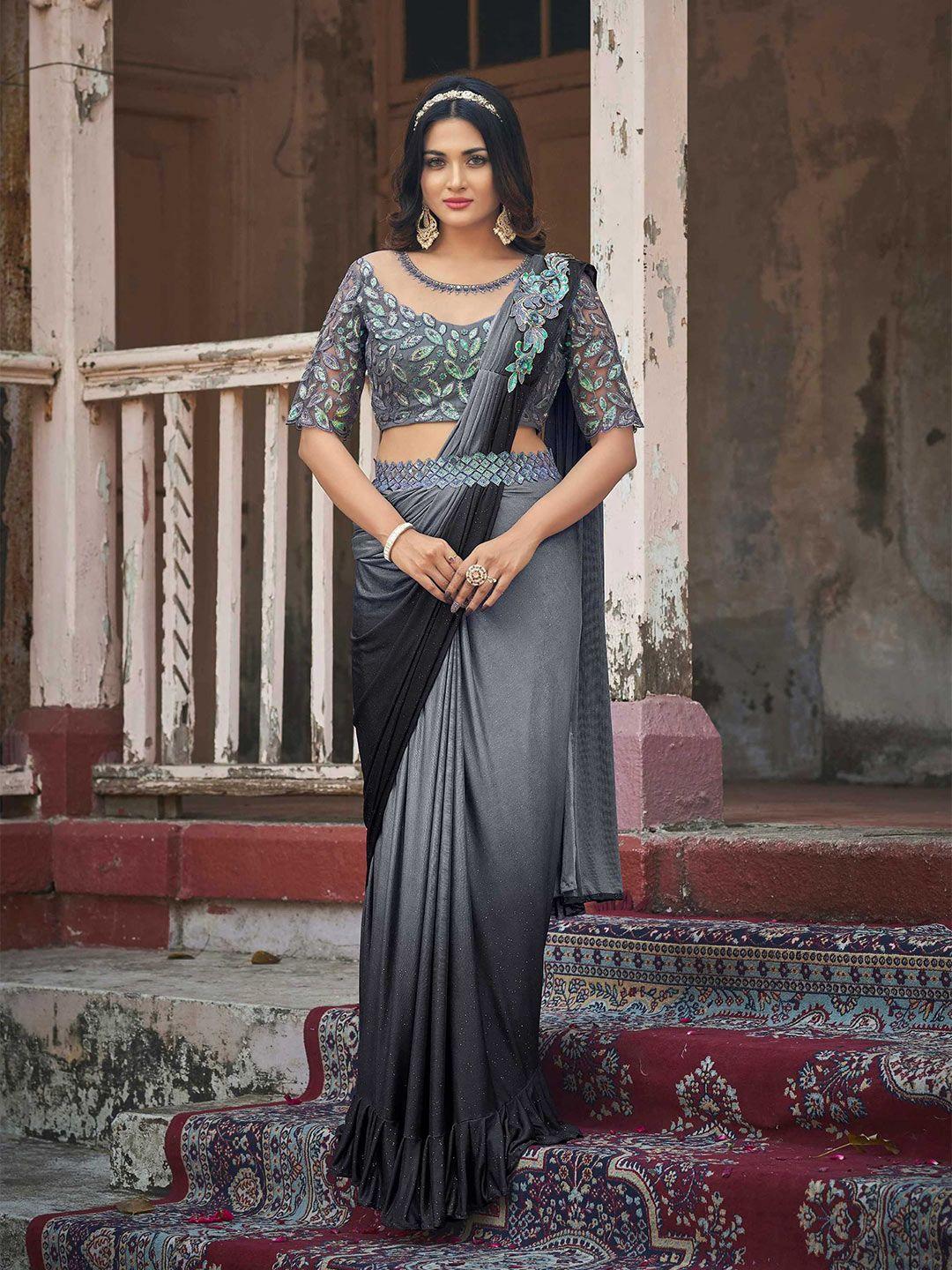 mitera grey & black ombre dyed ready to wear saree