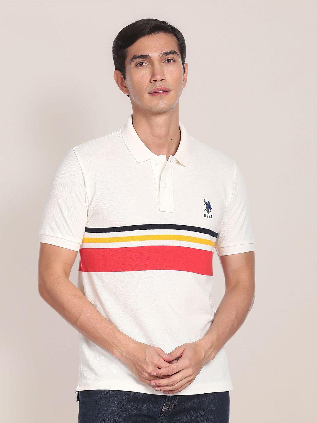 u.s. polo assn. striped polo collar pure cotton slim fit t-shirt