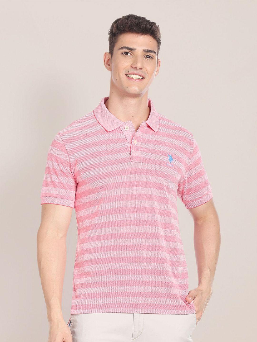 u.s. polo assn. striped polo collar pure cotton slim fit t-shirt