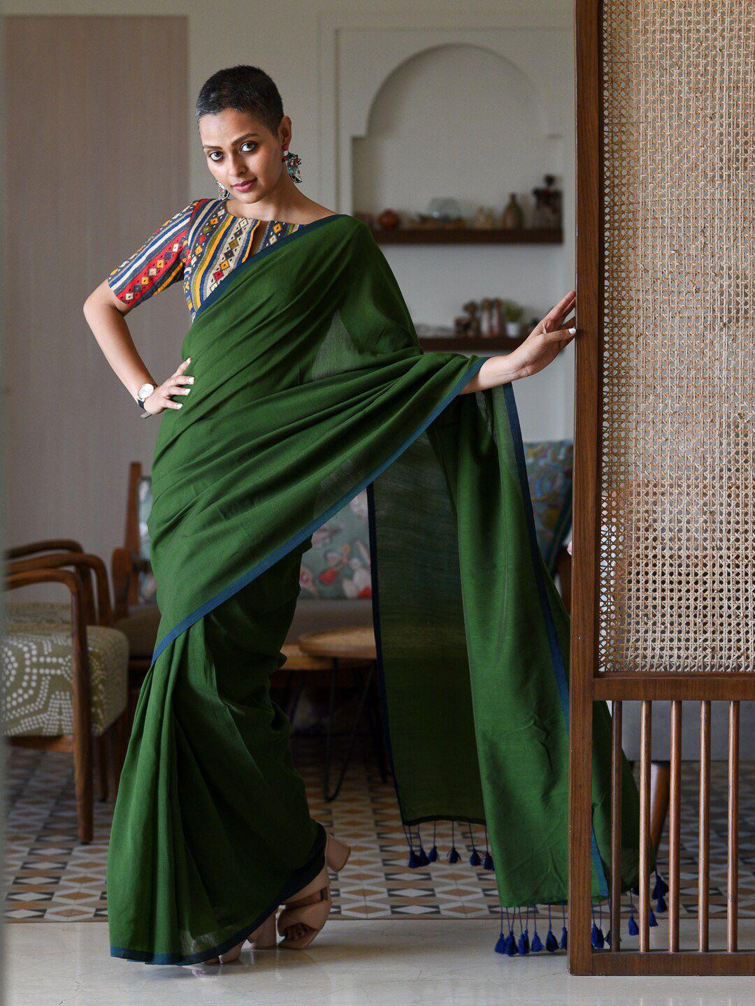 suta cotton blend tasseled saree