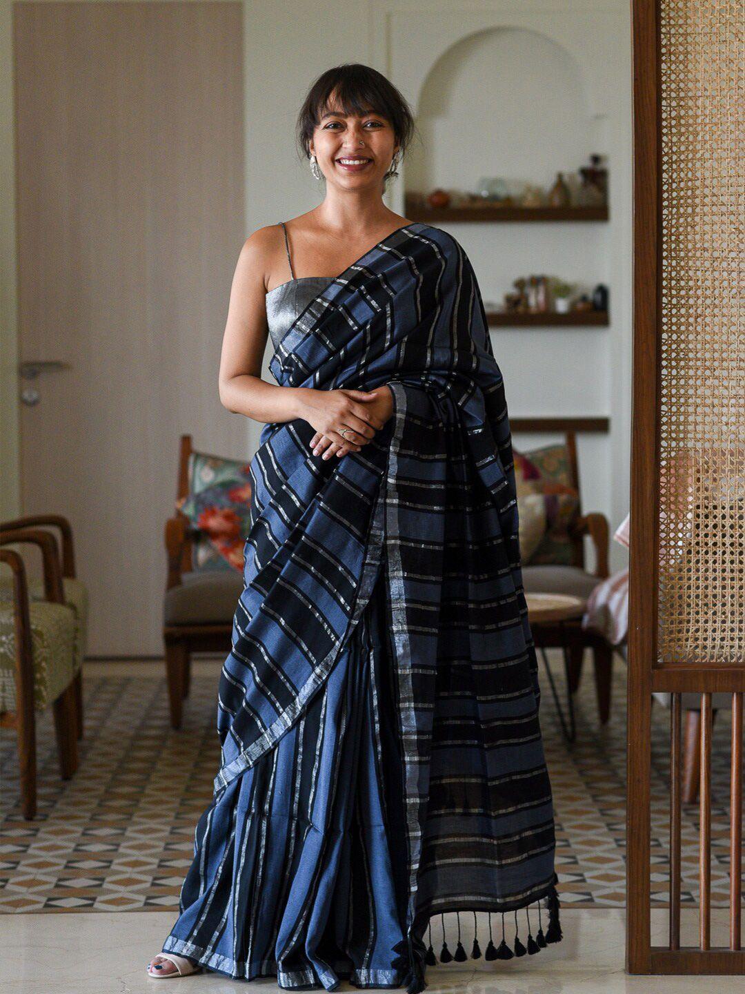 suta striped cotton blend saree