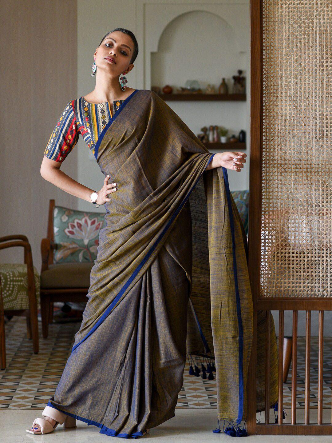 suta no border cotton blend saree