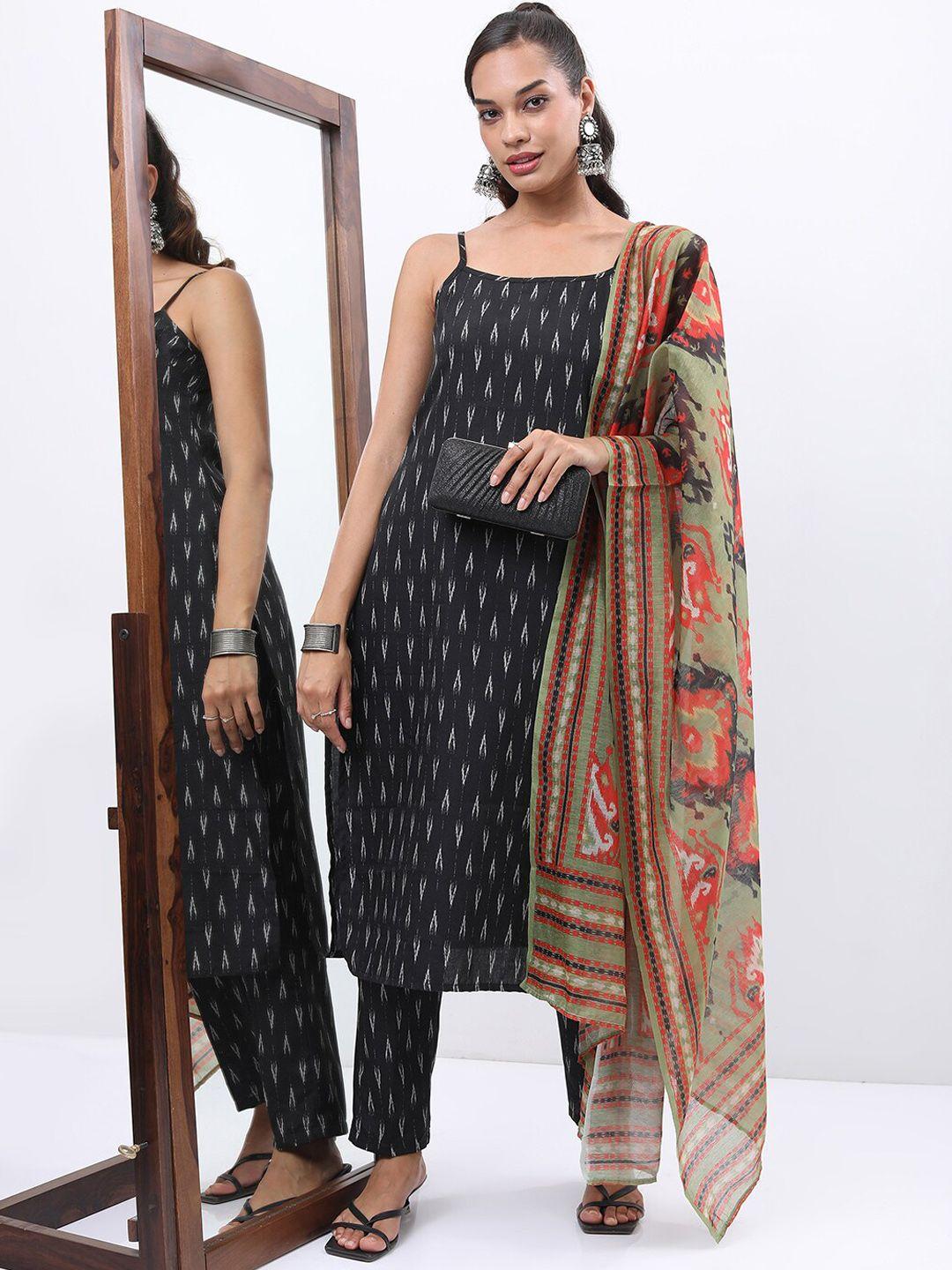 ketch ethnic motifs ikat printed kurta with trousers & dupatta