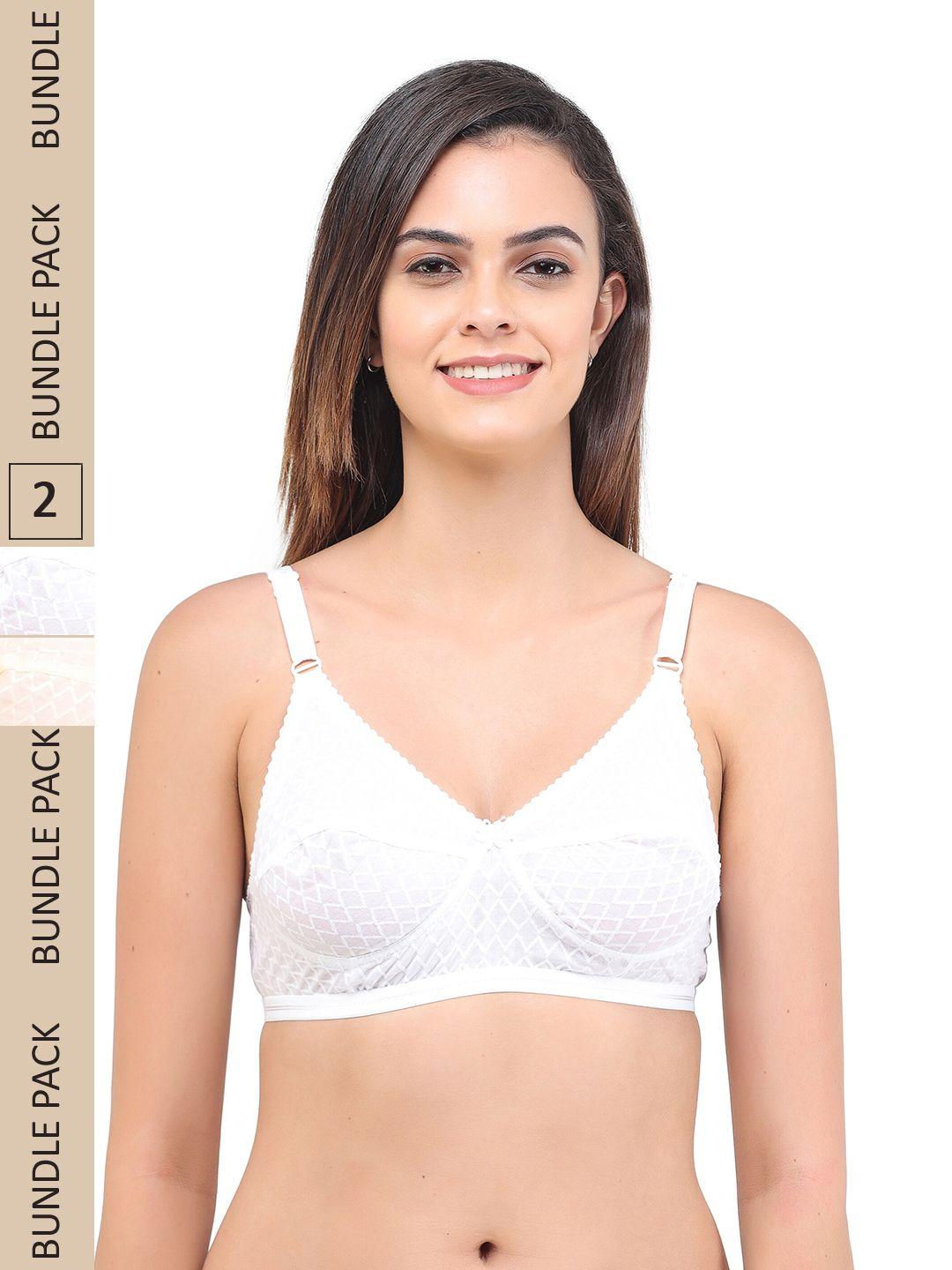 ladyland pack of 2 assorted cut and sew full coverage b- cup bra