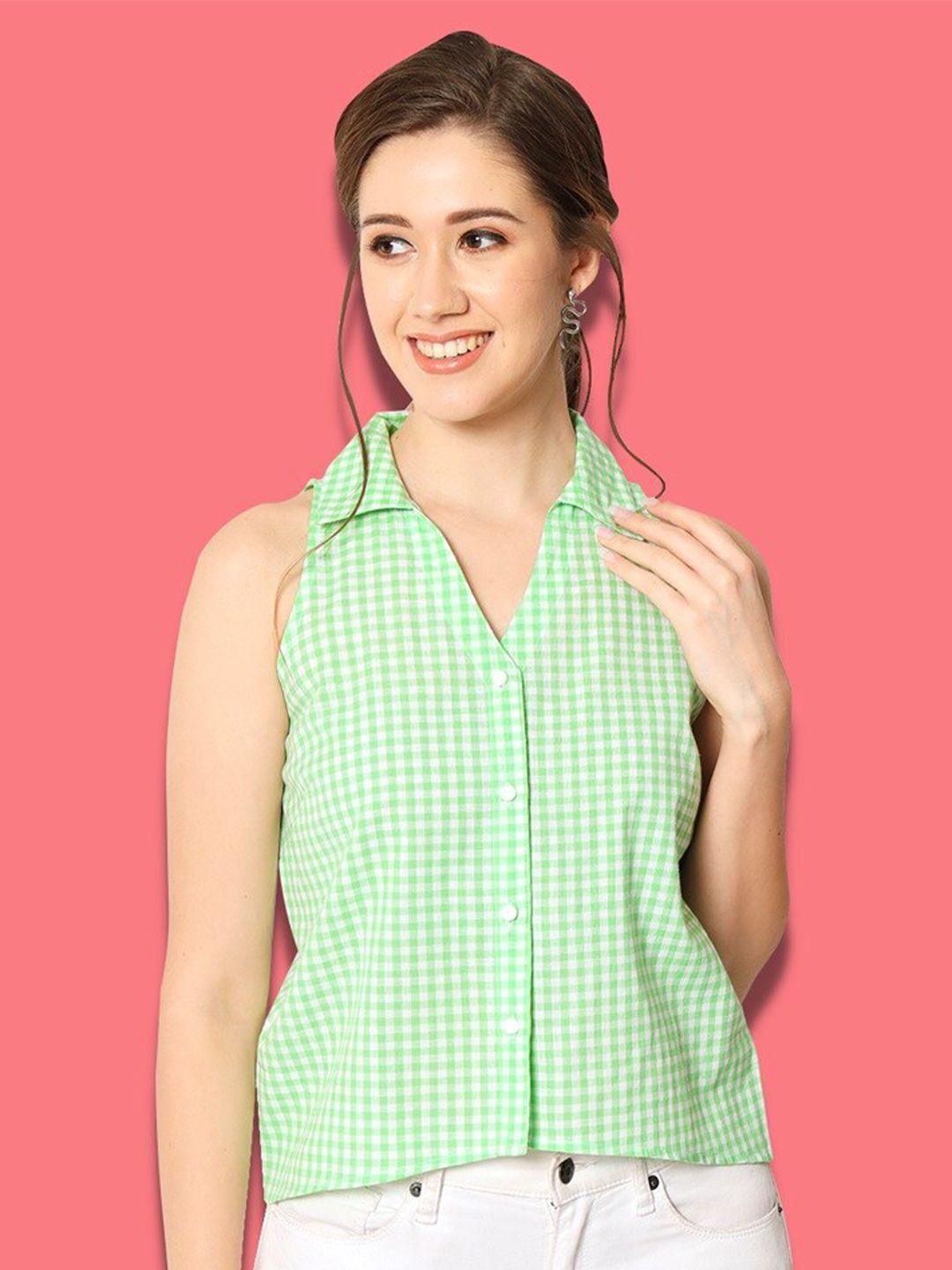 charmgal checked cotton shirt style top