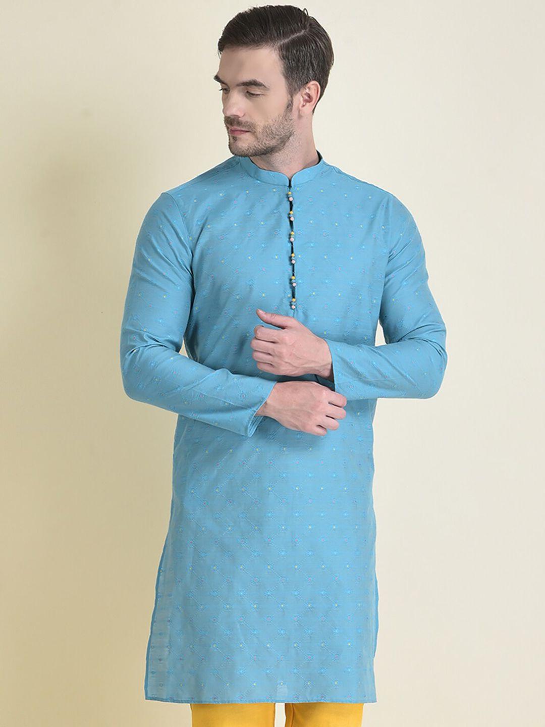 deyann ethnic motifs woven design mandarin collar kurta with pyjamas