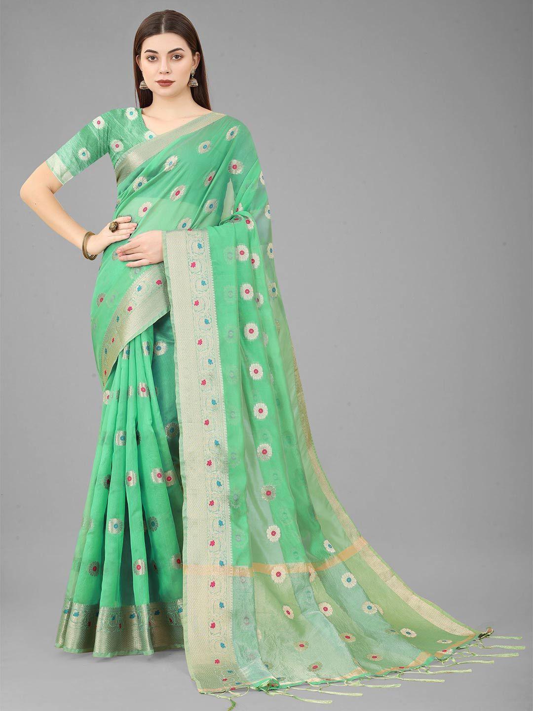 b4me.com floral woven design zari organza kanjeevaram saree