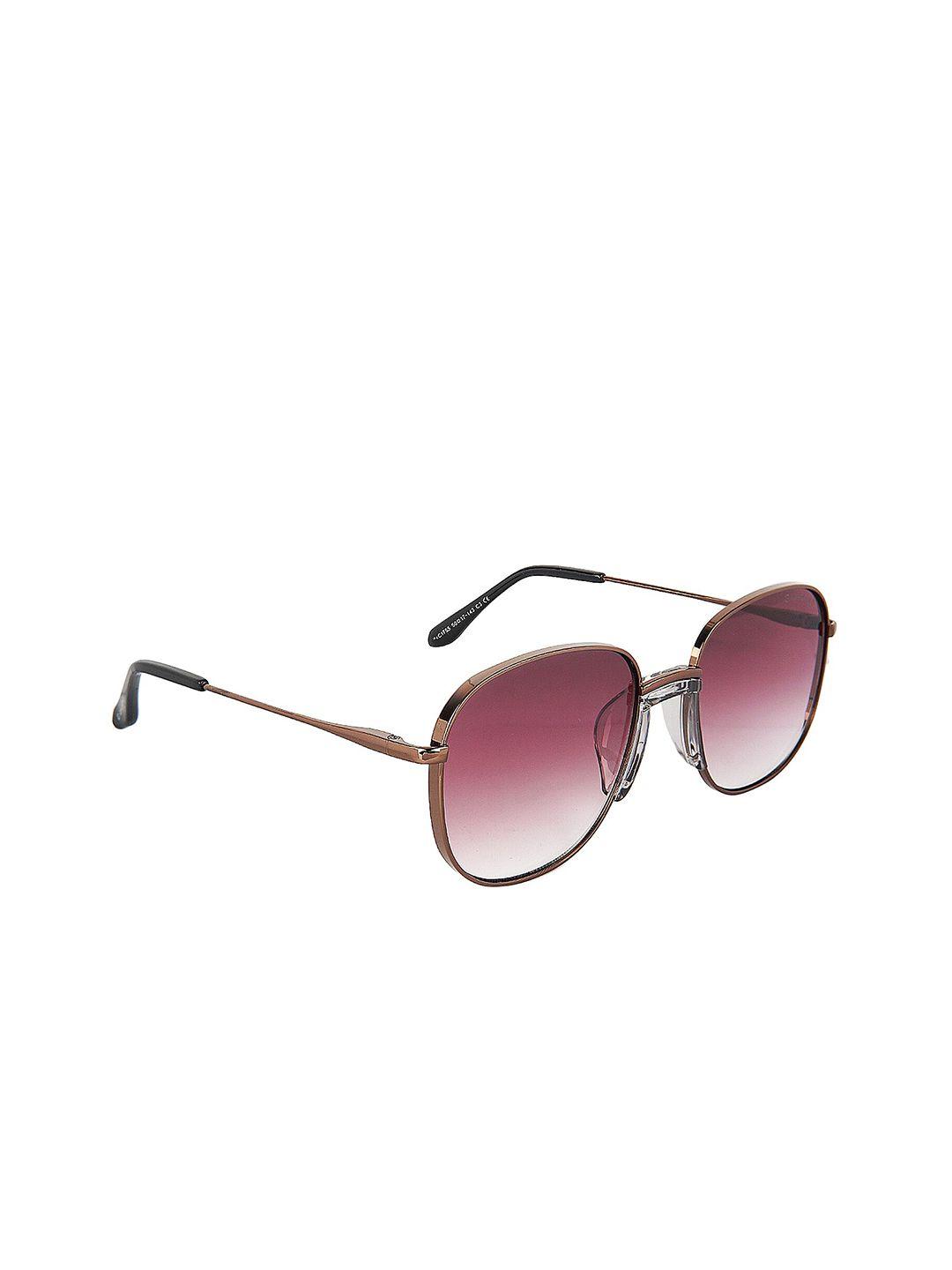 giordano women purple lens & gold-toned round sunglasses with polarised lens