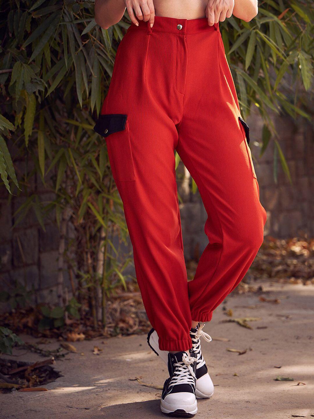 kassually women rust high-rise joggers