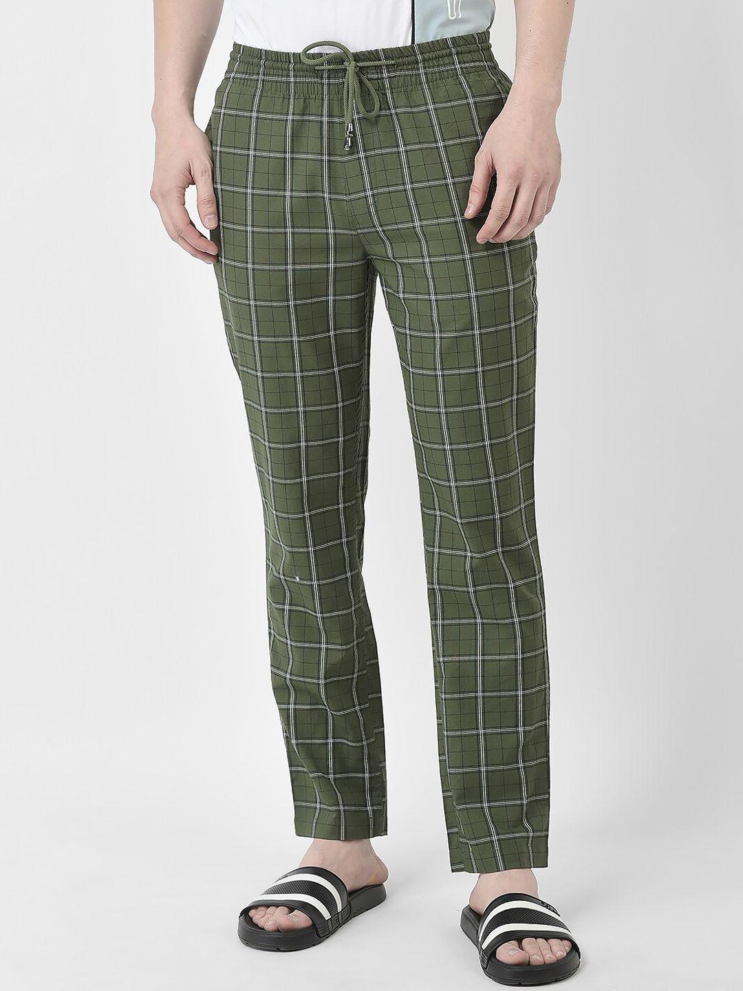 crimsoune club men checked pure cotton lounge pant