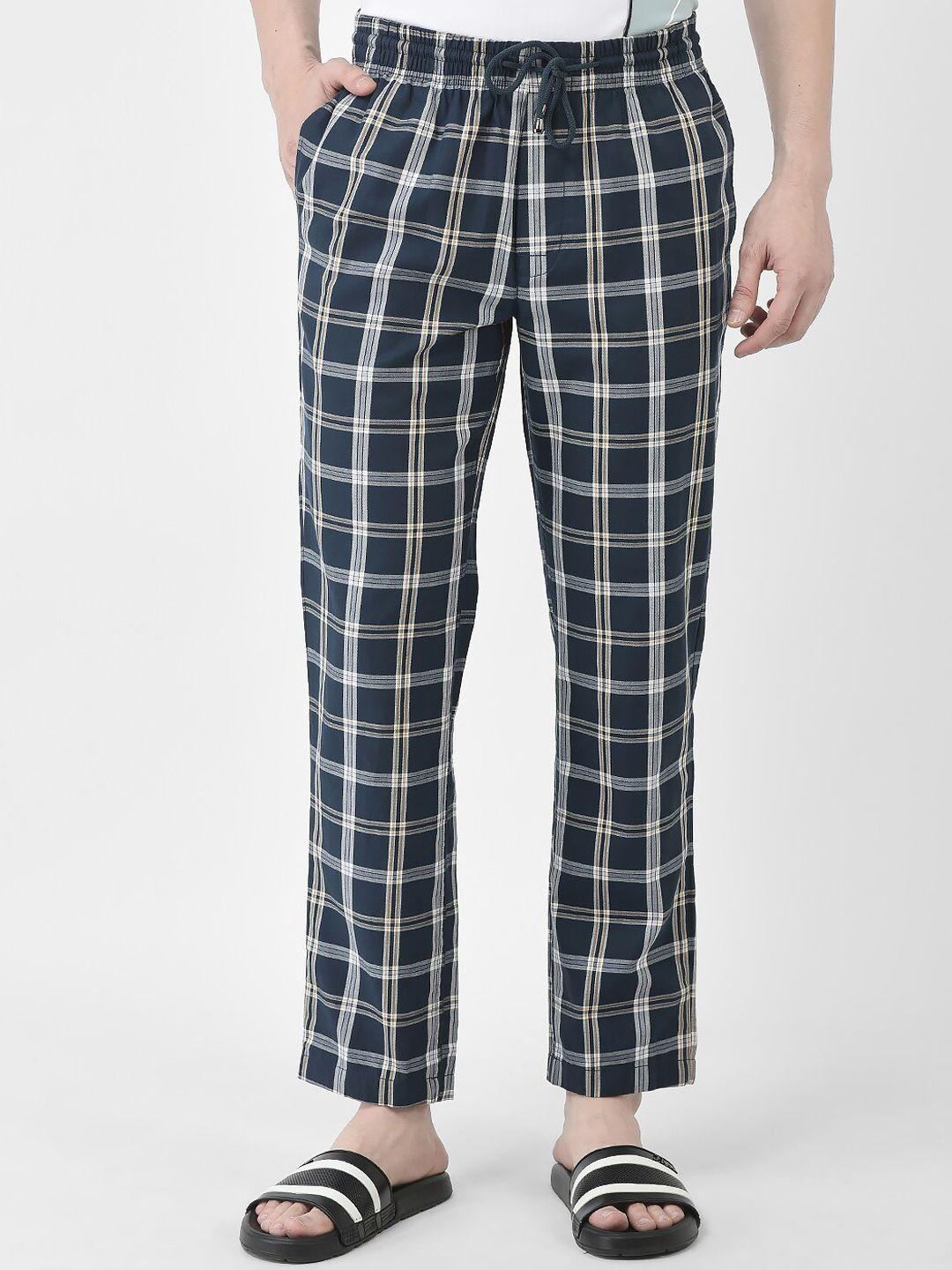 crimsoune club men checked pure cotton lounge pant