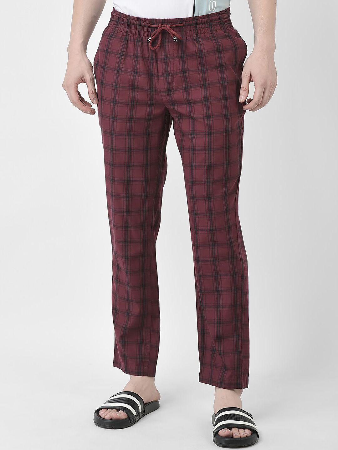 crimsoune club men checked pure-cotton lounge pants