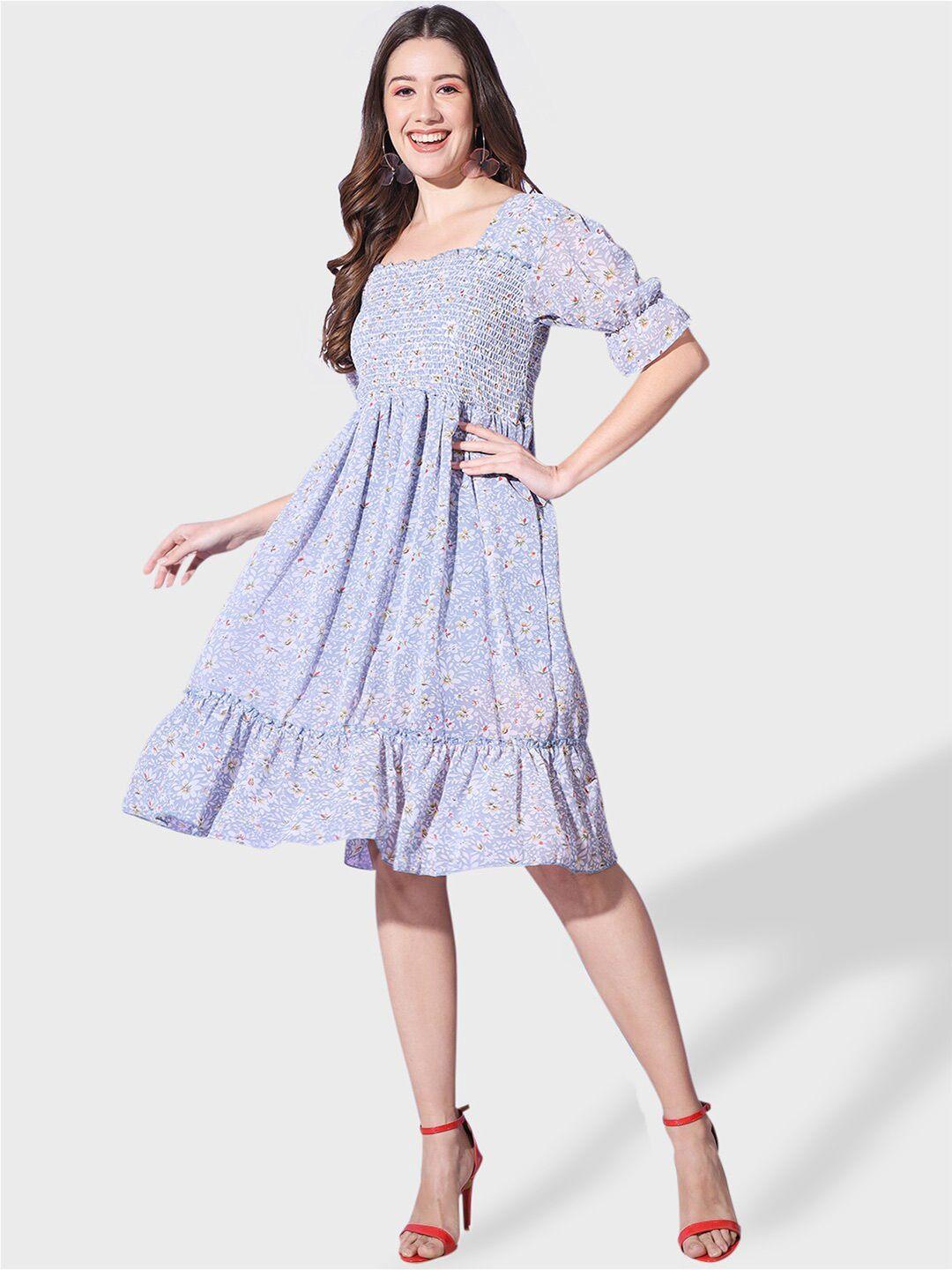 buy new trend floral print georgette fit & flare dress