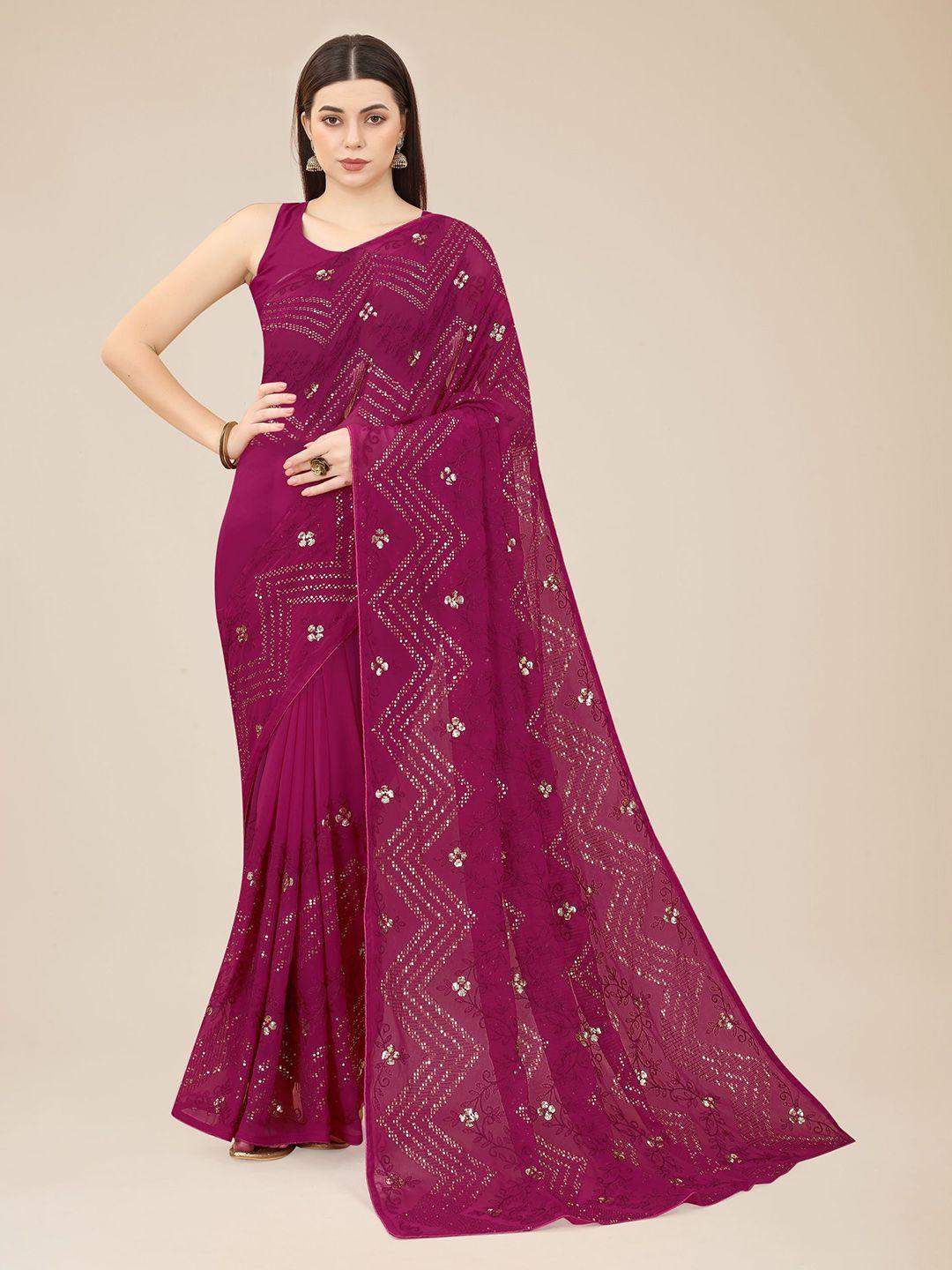 vairagee floral embroidered sequinned saree