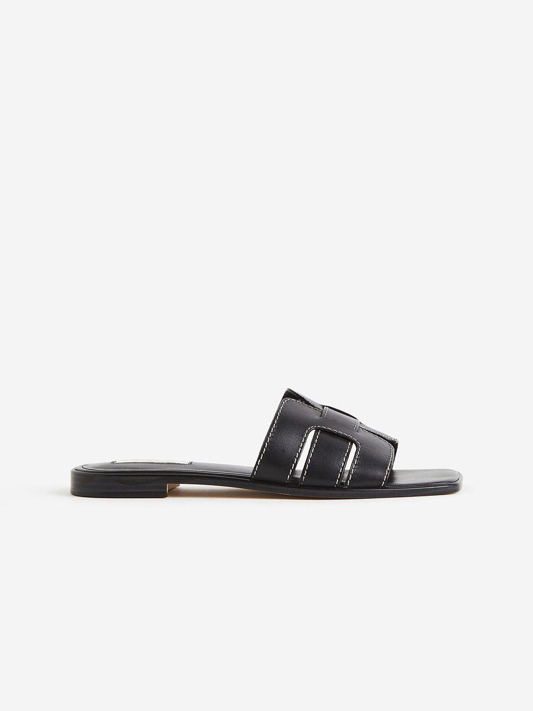 h&m women leather slides