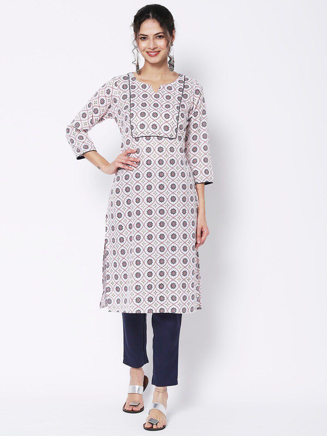 vedic floral printed pure cotton kurta with trousers