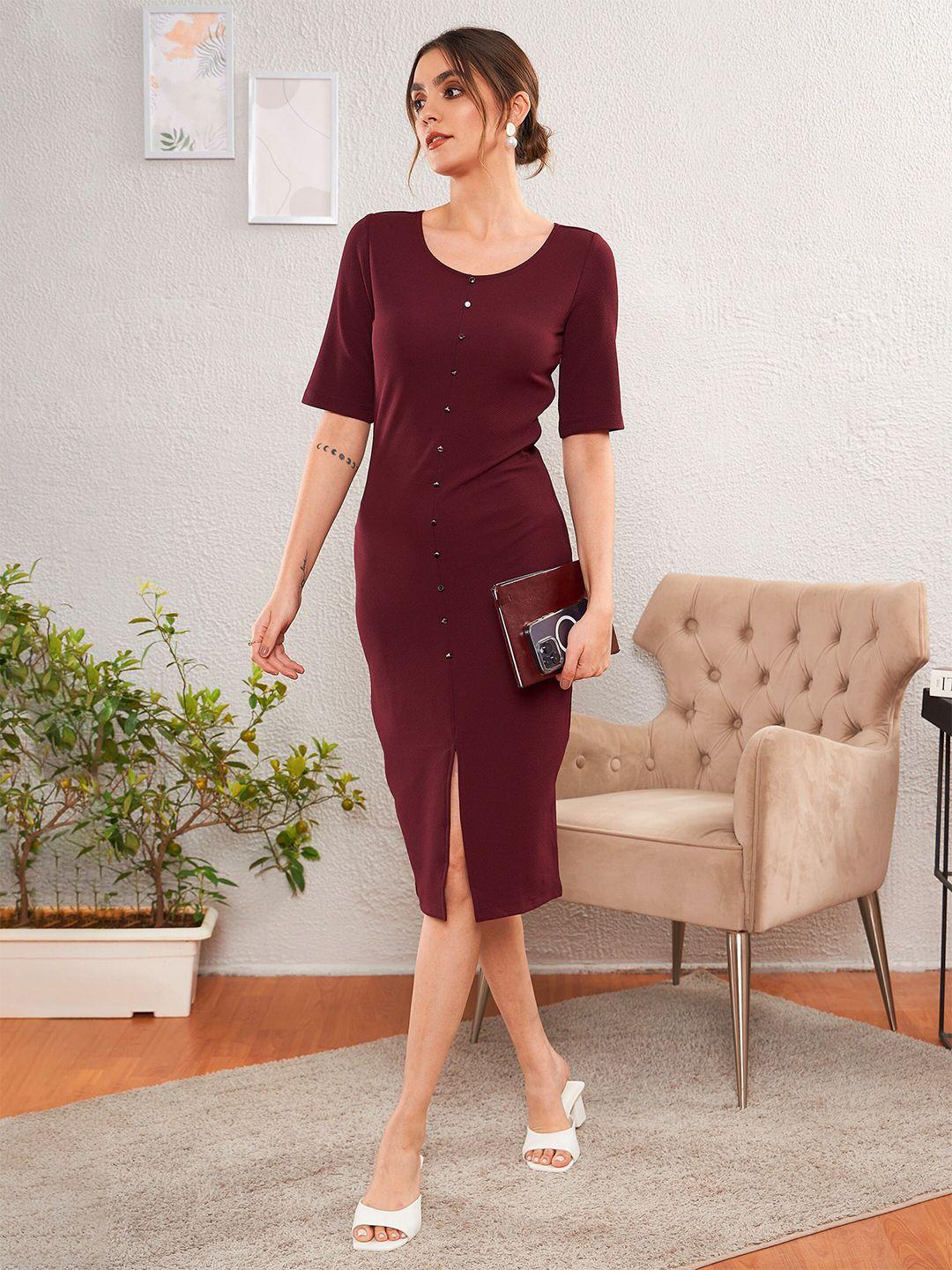 sassafras worklyf burgundy sheath dress