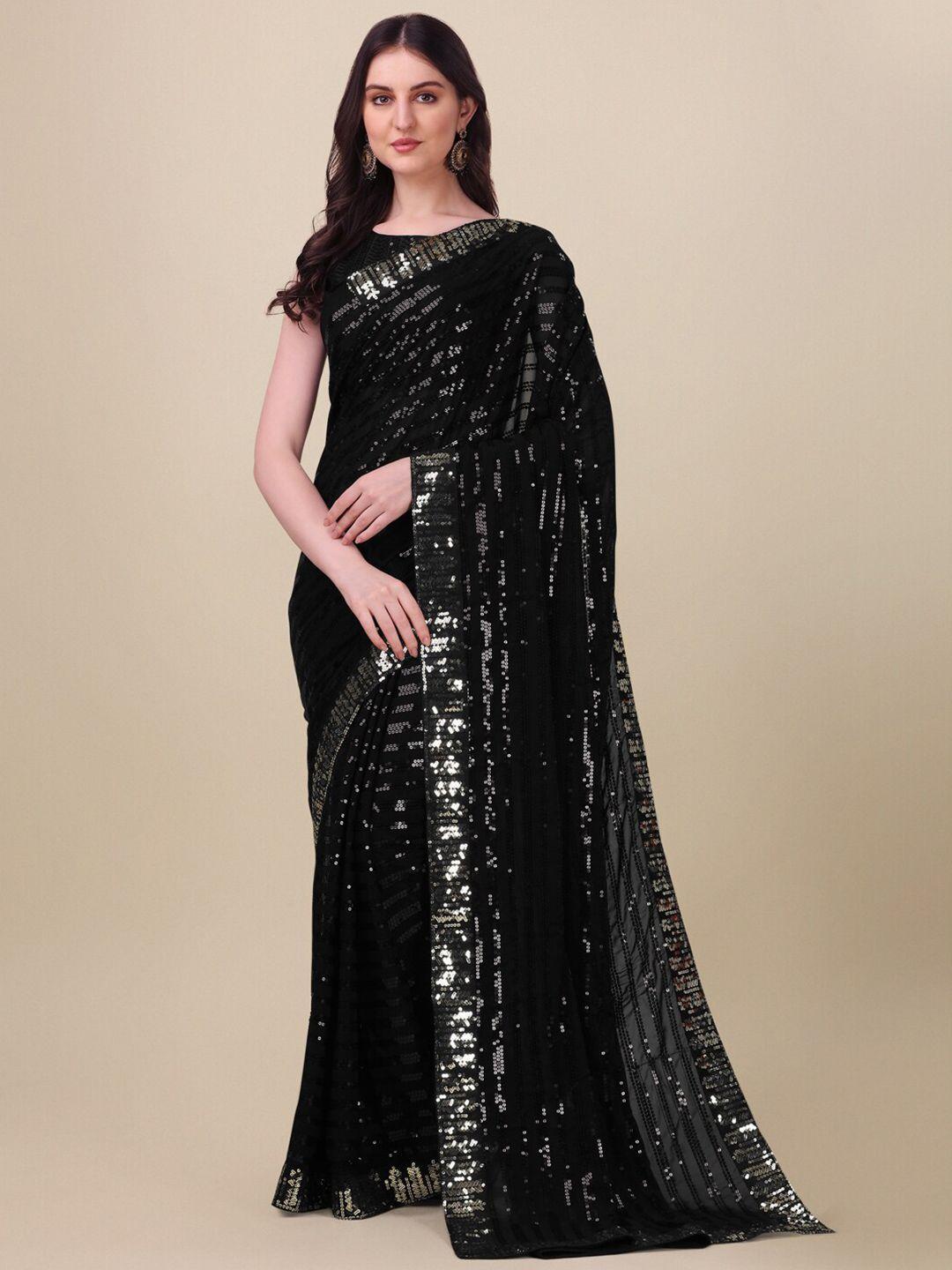 amrutam fab sequinned pure georgette saree