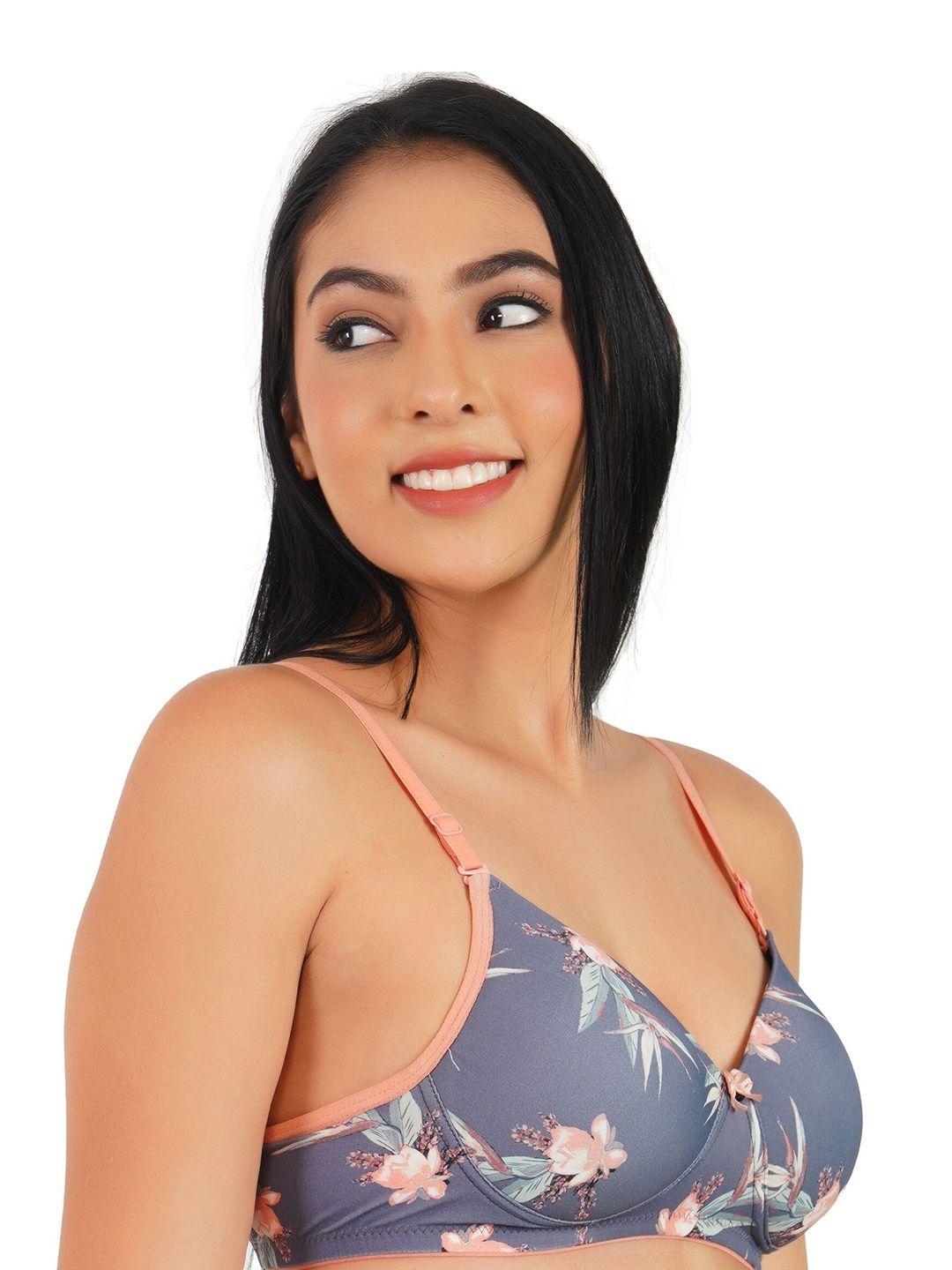 ladyland floral printed full coverage lightly padded all day comfort seamless push-up bra