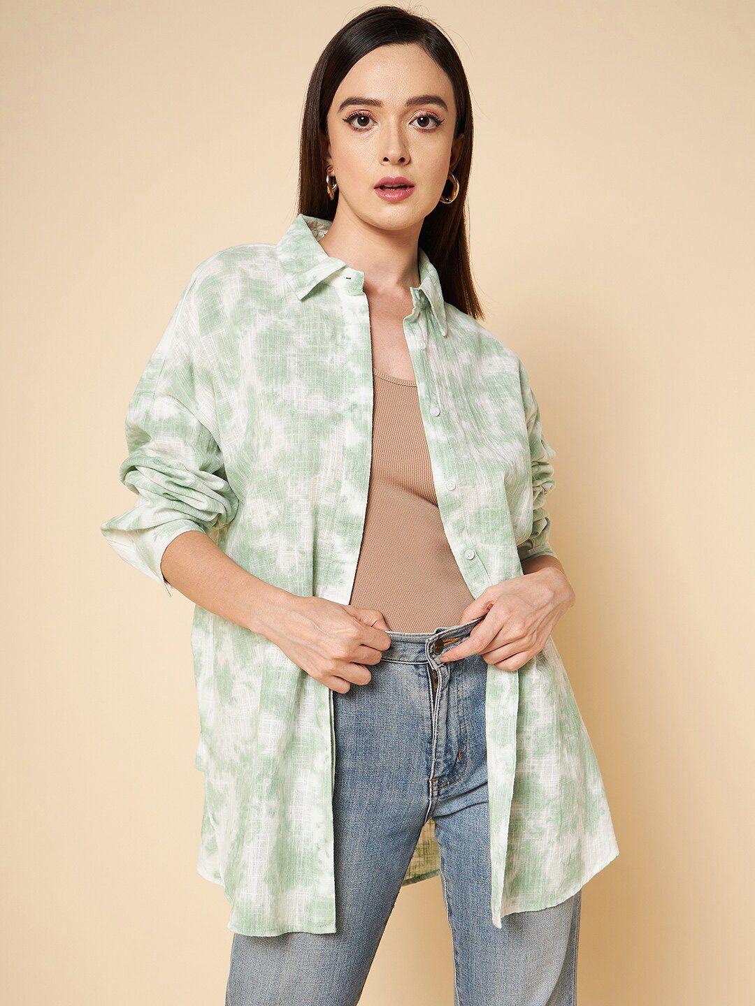 high star classic abstract printed drop shoulders sleeves pure cotton boxy casual shirt