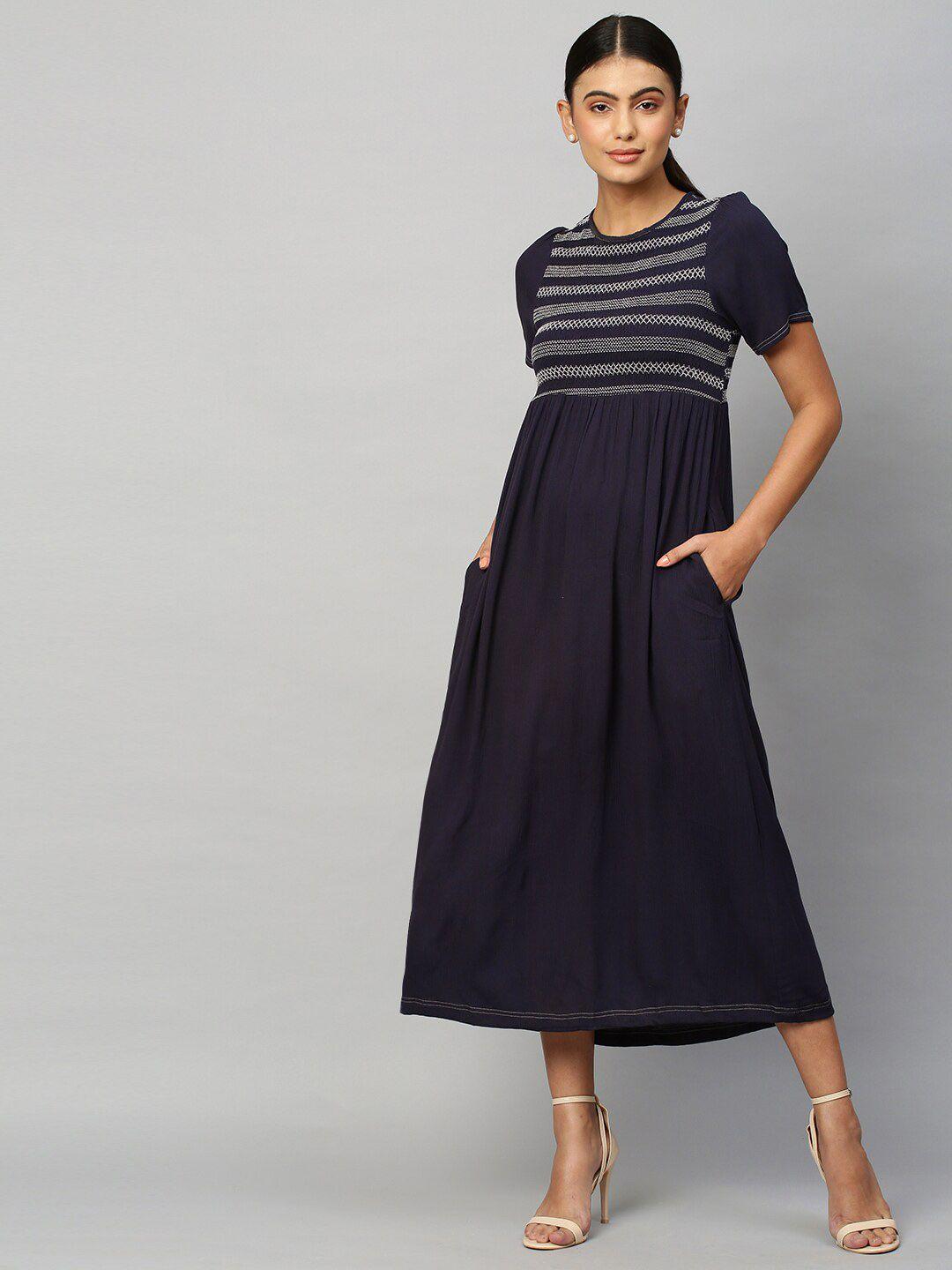 chemistry smocked crinkle a-line midi dress