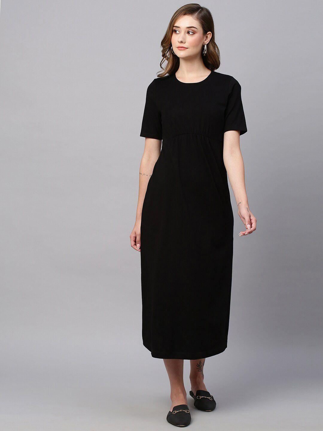 chemistry round neck pure cotton a-line midi dress