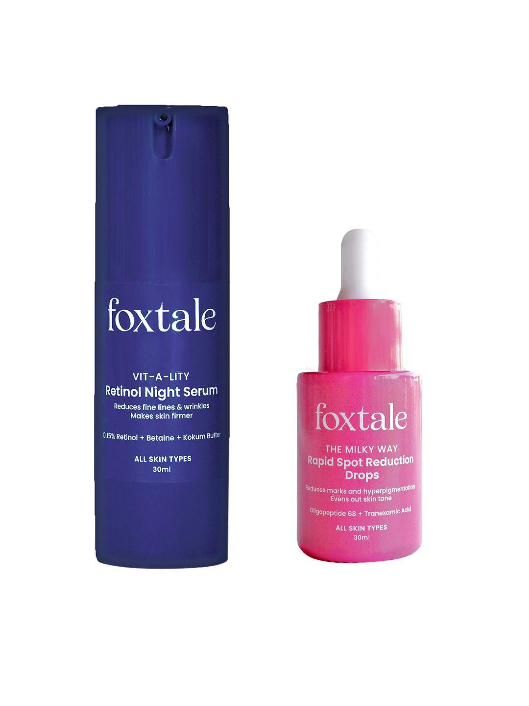 foxtale set of retinol anti ageing night serum & rapid spot reduction serum - 30 ml each