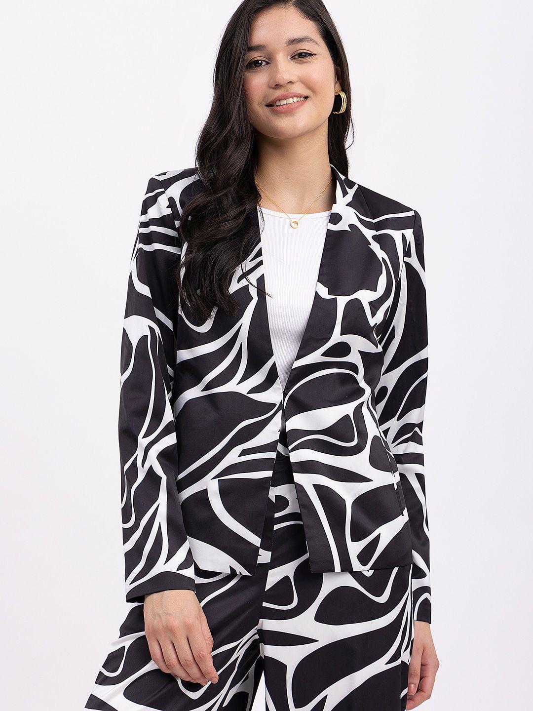 fablestreet animal printed longline tailored jacket