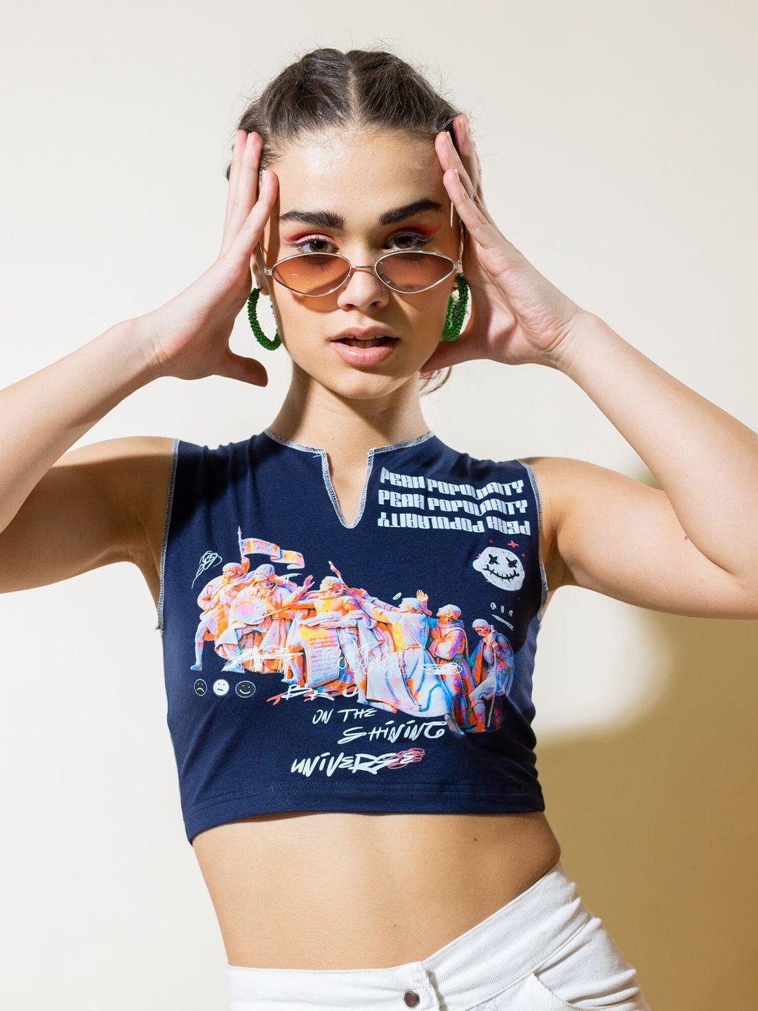 stylecast x hersheinbox green floral print cotton crop top