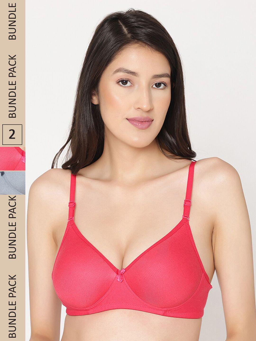 abelino pack of 2 full coverage lightly padded all day comfort seamless cotton t-shirt bra