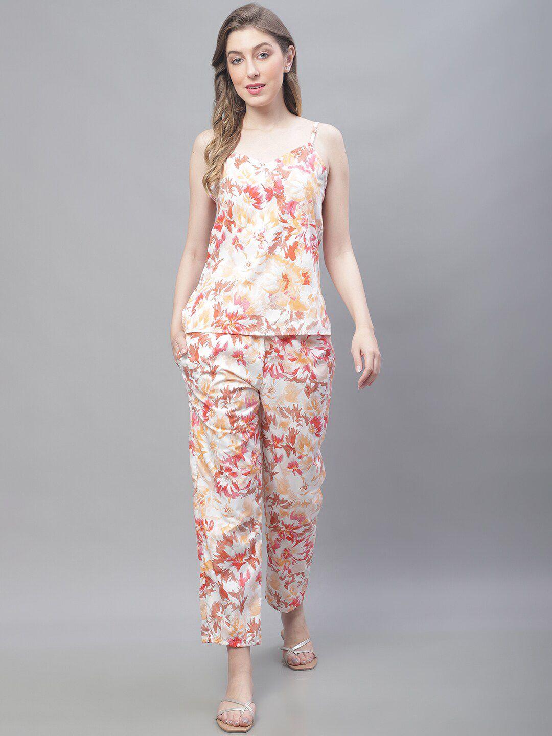 tag 7 floral printed pure cotton ethnic top with trousers & jacket