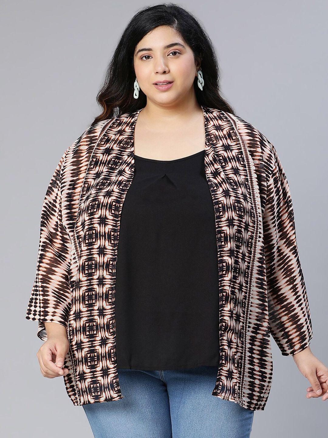 oxolloxo women plus size printed open front shrug