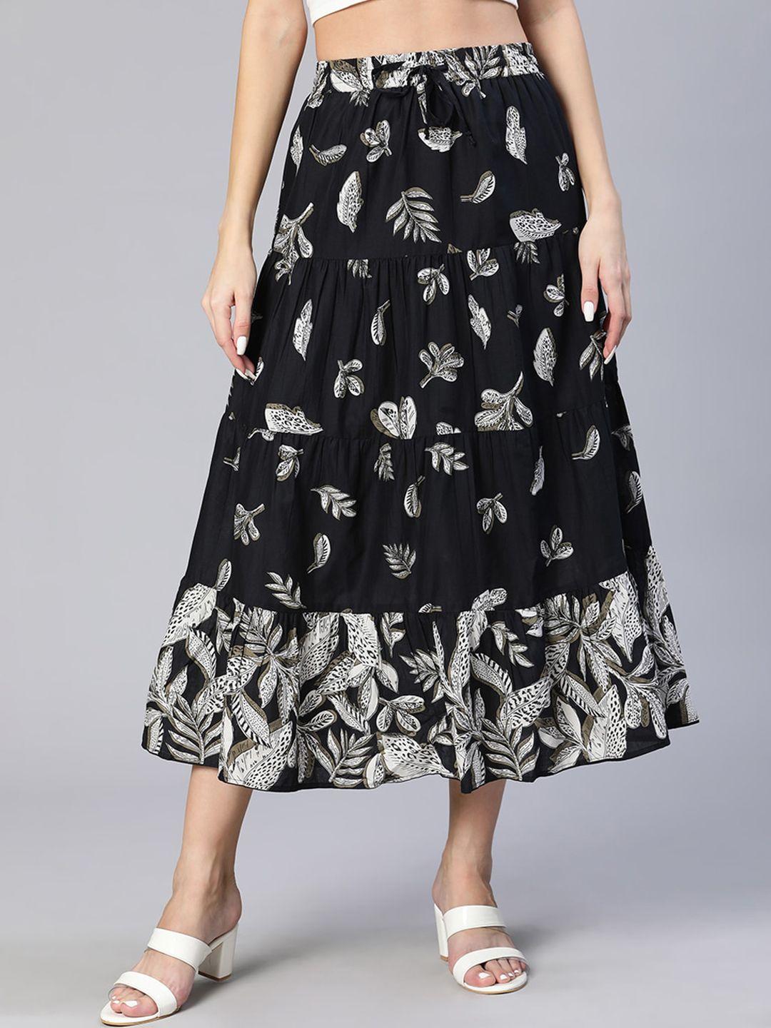 oxolloxo printed a line flared maxi skirt