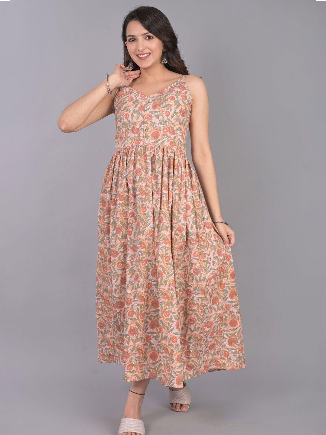 do dhaage floral printed fit and flare maxi dress