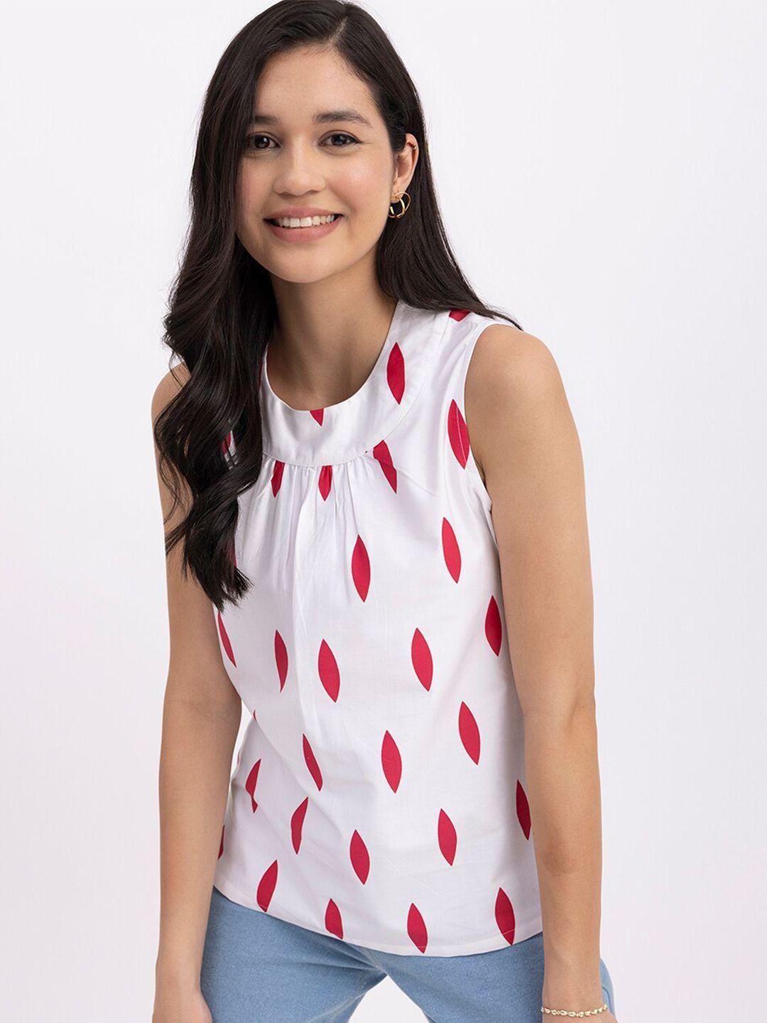 fablestreet sleeveless geometric printed pure cotton top