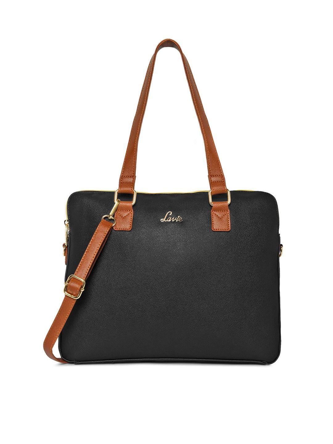 lavie padded synthetic leather laptop bag