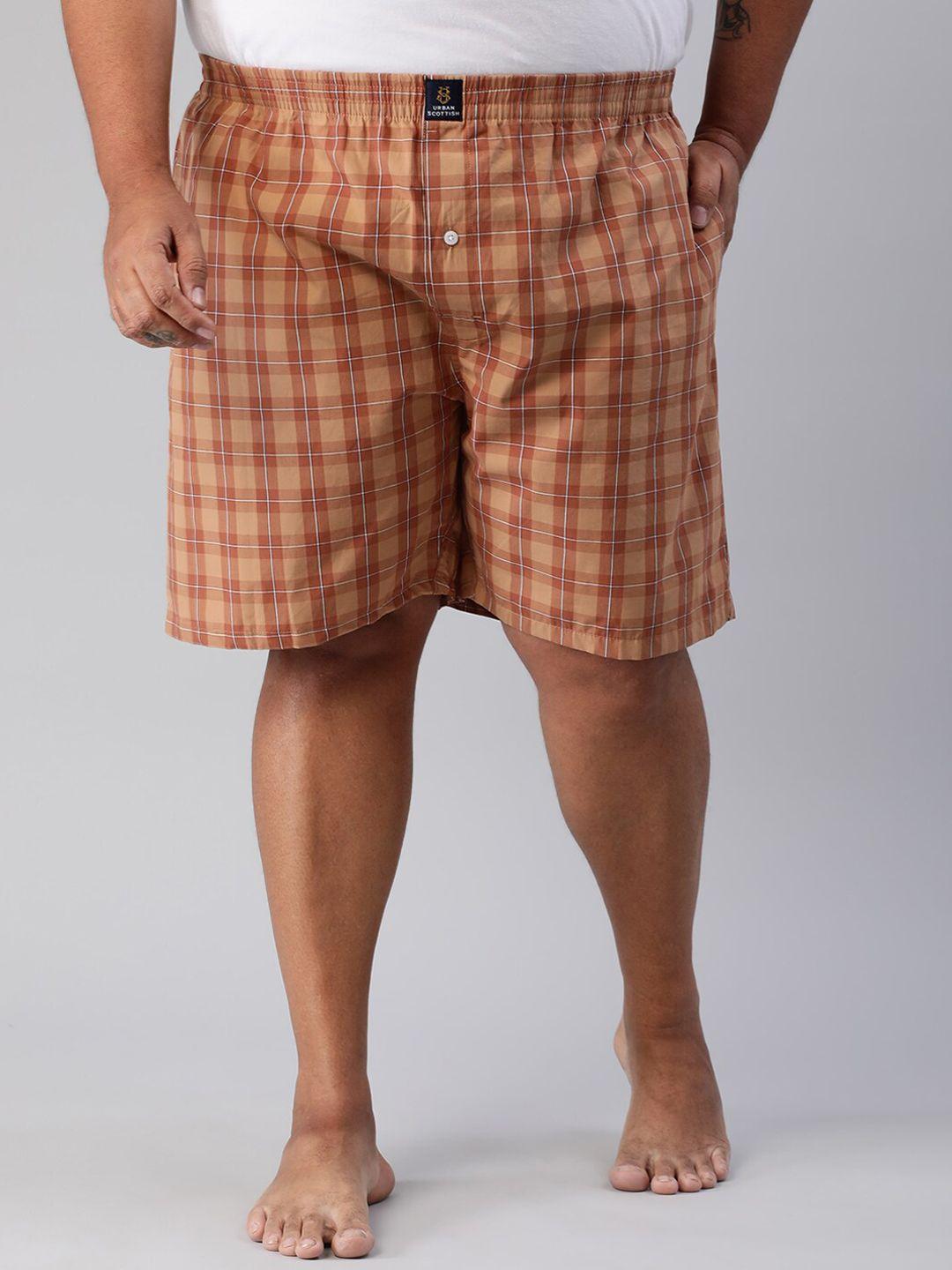 urban scottish men plus size checked pure cotton boxer