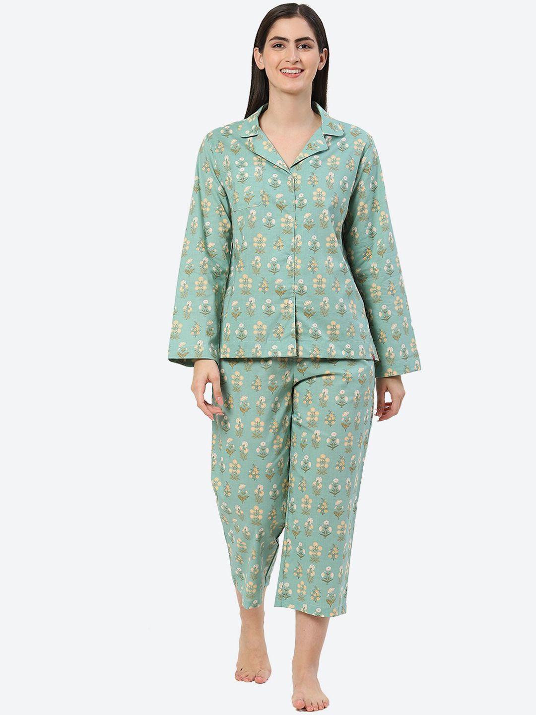 biba floral printed pure cotton night suit