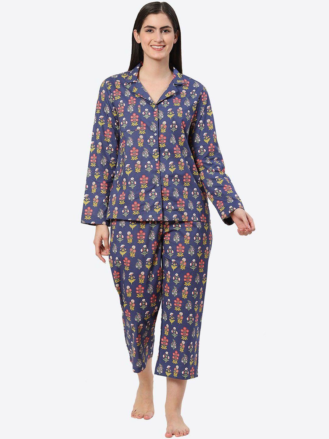 biba floral printed pure cotton night suit