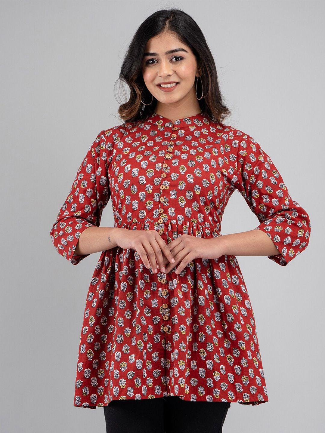 feranoid a-line ethnic motifs printed pure cotton kurti