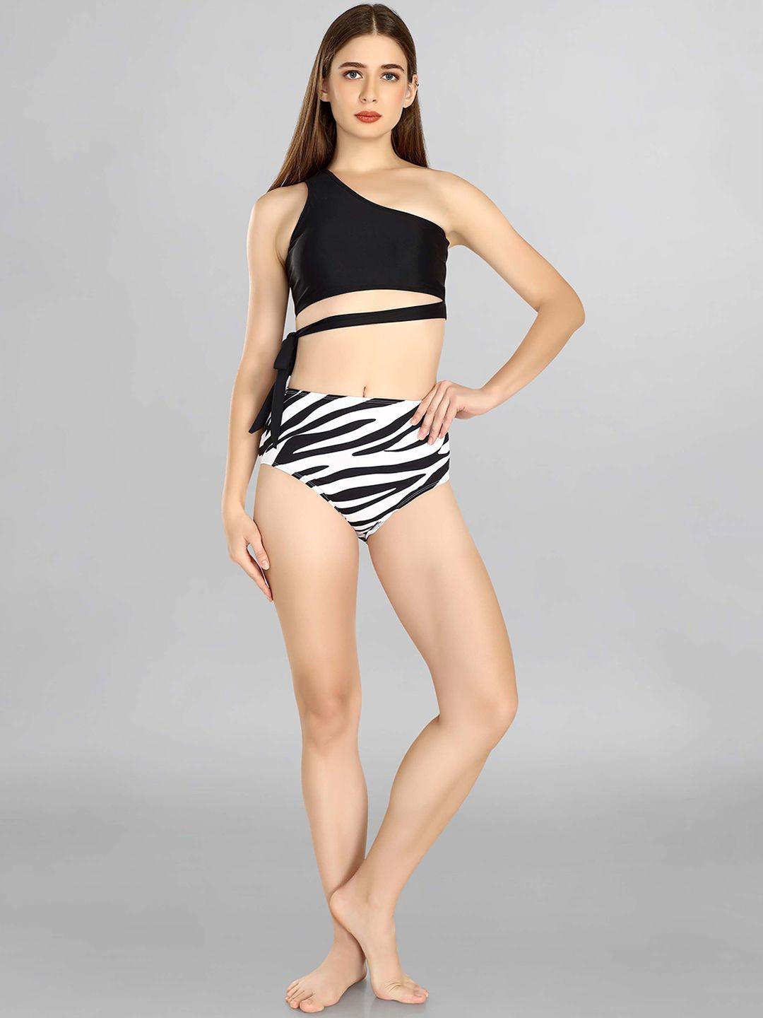 addery printed one shoulder swim bikini set