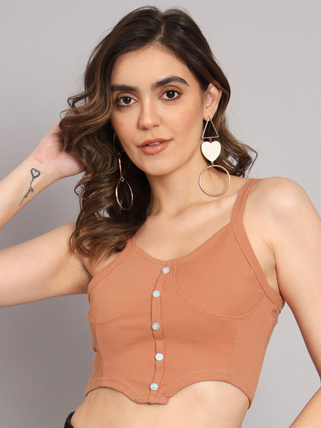 broowl orange crepe crop top