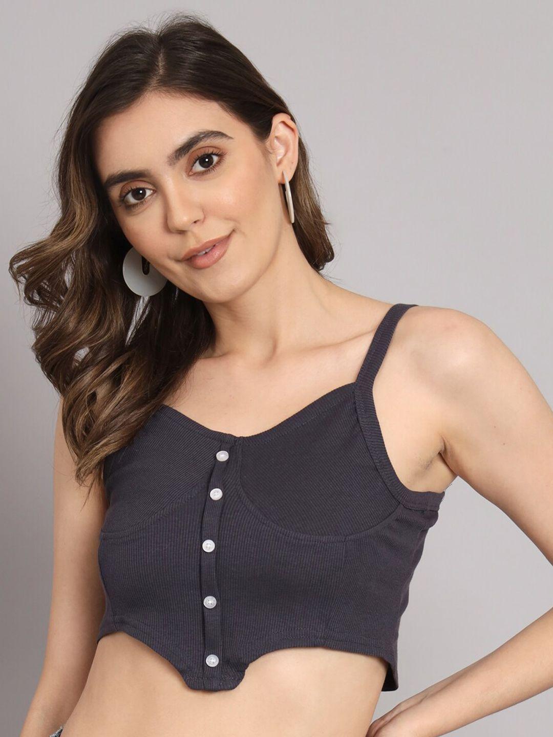 broowl navy blue crepe crop top