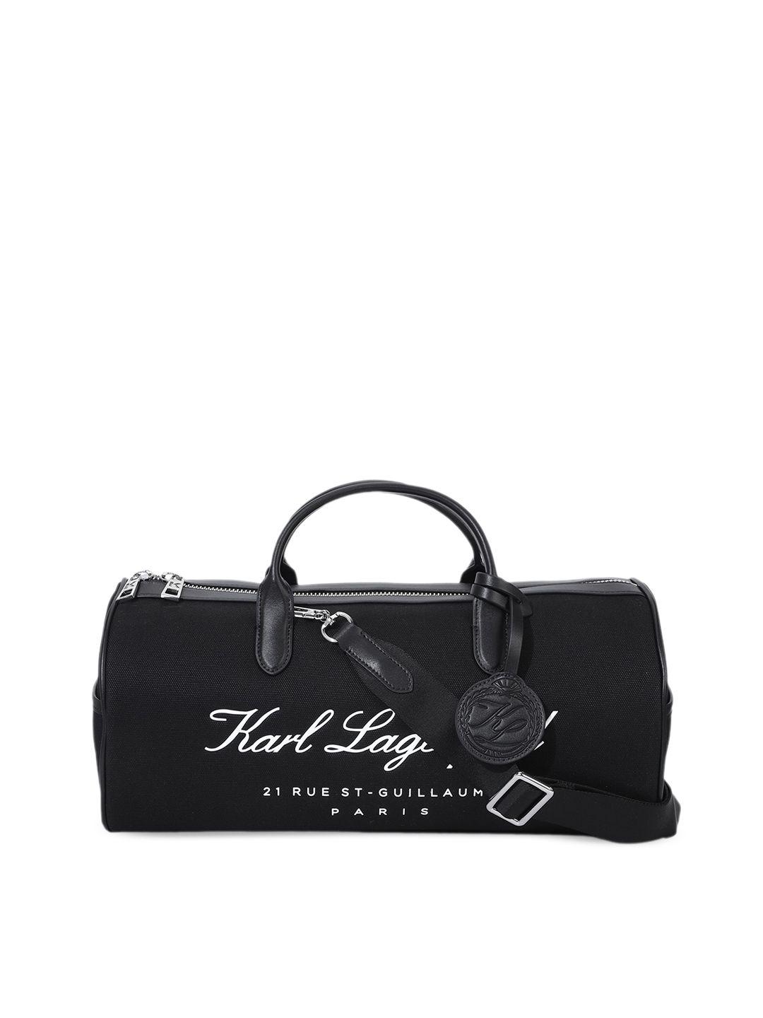 karl lagerfeld typography printed duffel bag