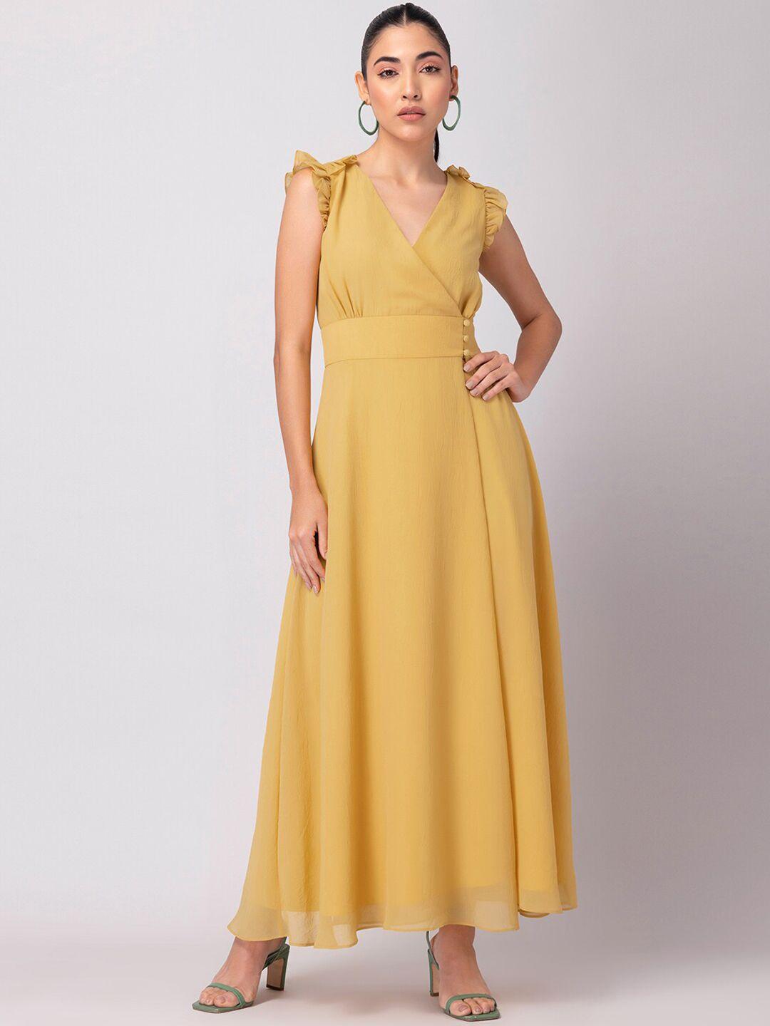 faballey yellow georgette maxi dress