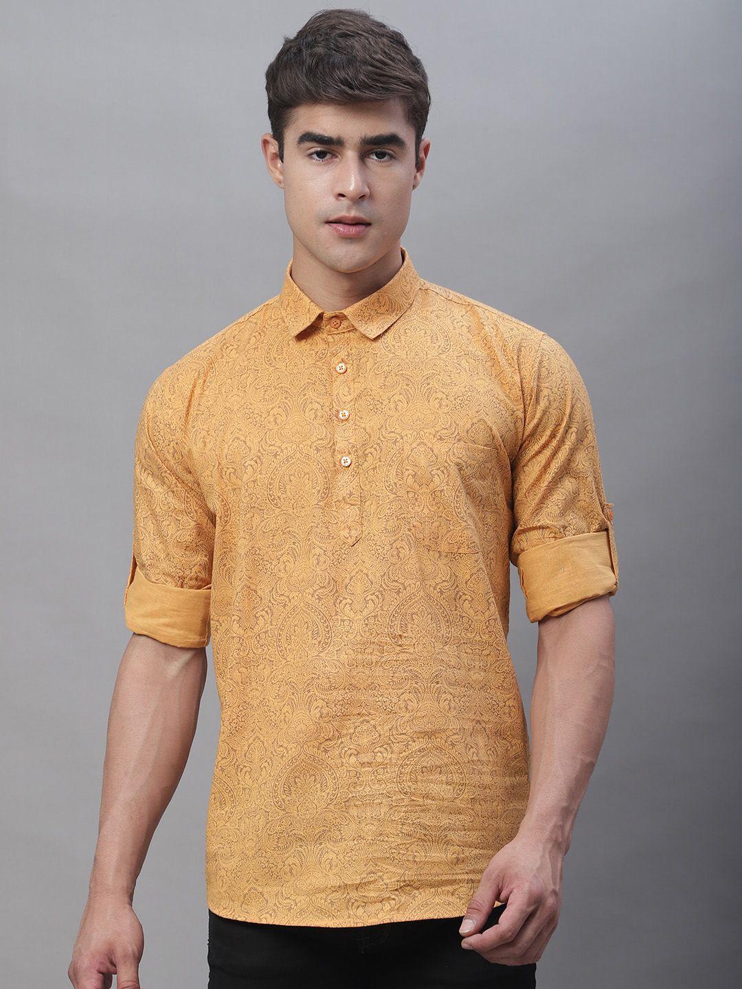 majestic man men orange thread work kurta