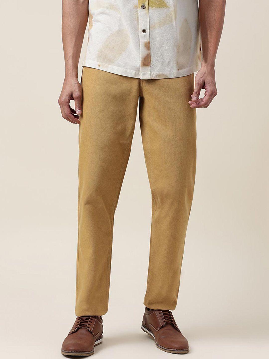 fabindia men slim fit cotton chinos trousers