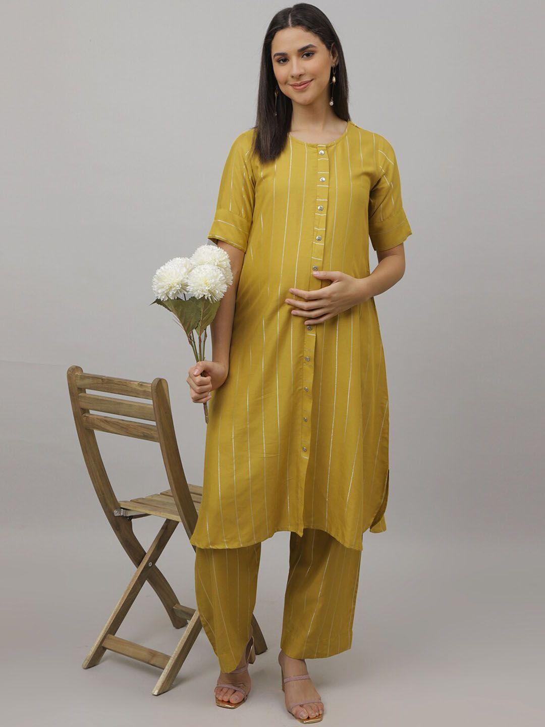 the mom store striped maternity kurta with palazzos