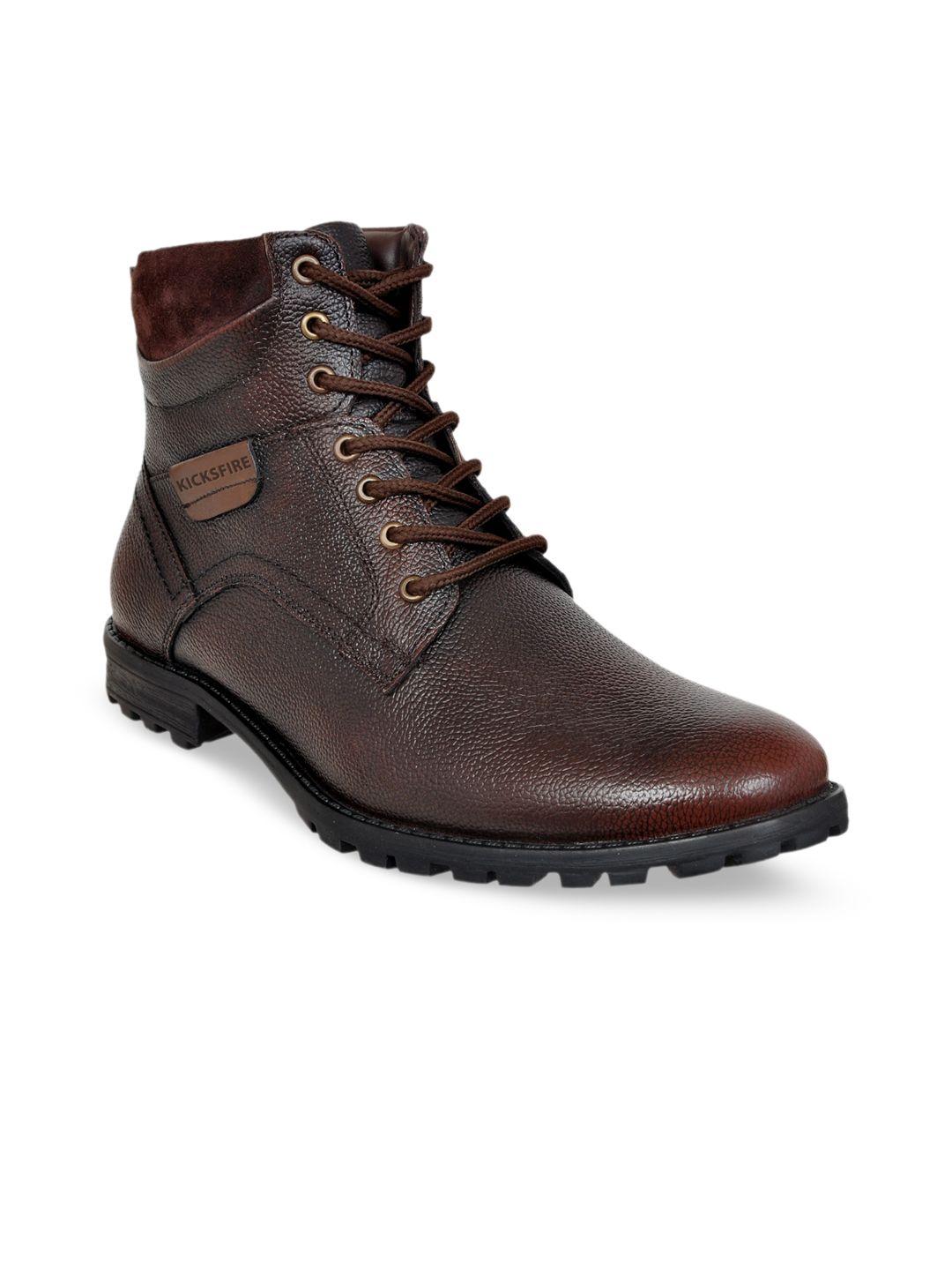 kicksfire men textured genuine leather regular boots