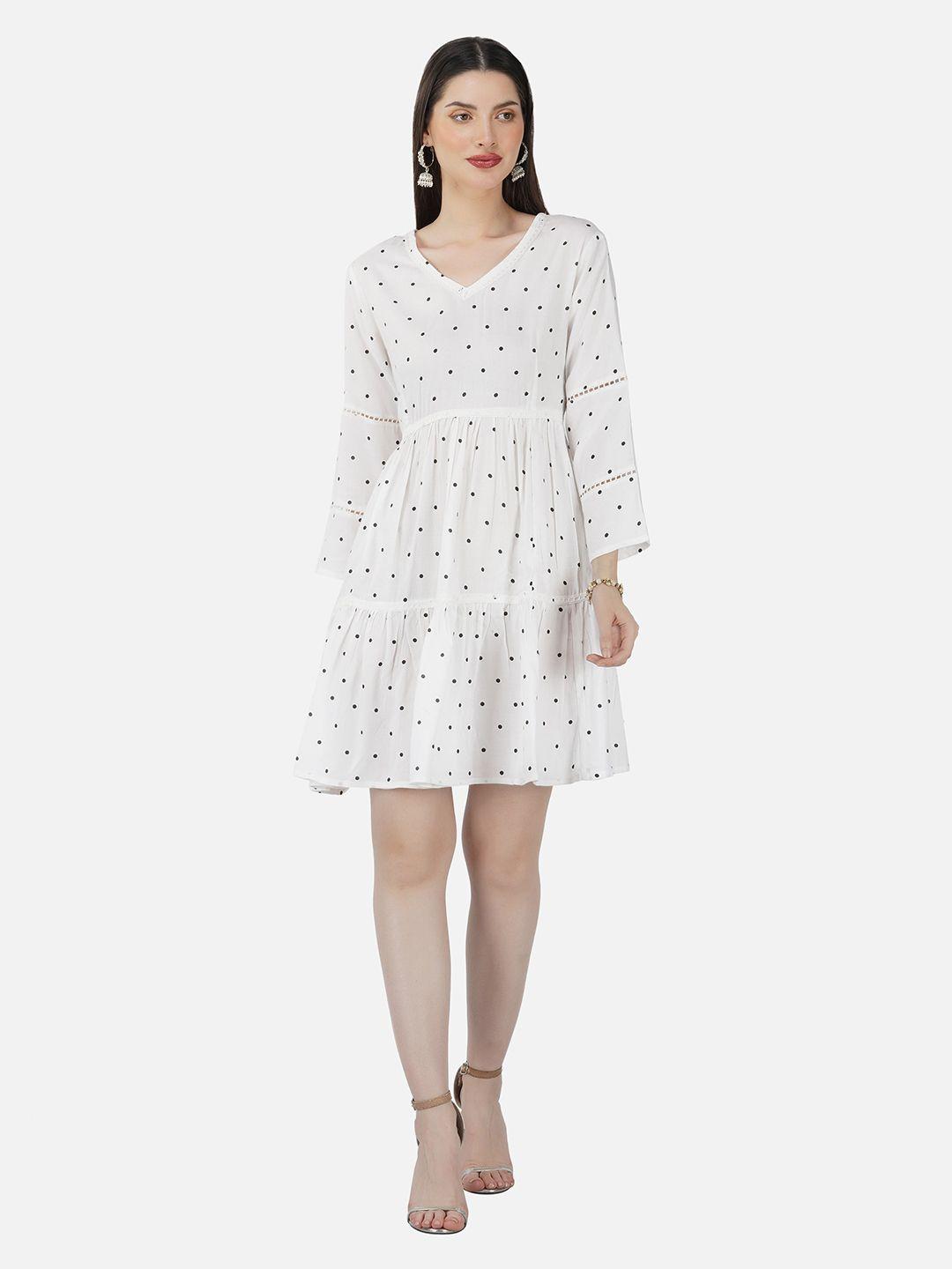 skyasia polka dots printed fit & flare dress